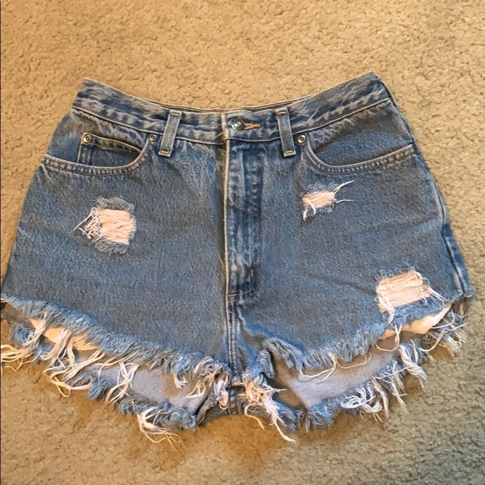 Drinkin high Waisted  distressed shorts